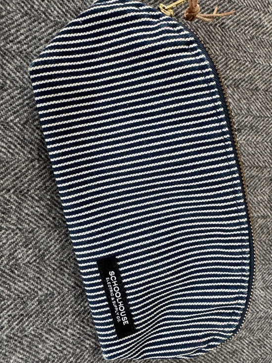 Schoolhouse Handbags - SCHOOLHOUSE COSMETIC BAG IN CUTE DENIM TICKING.